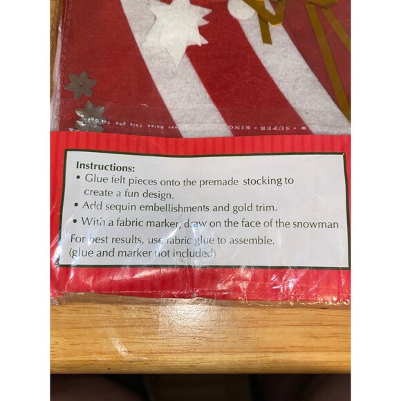 Christmas-House Crafts Snowman Stocking Felt Craft Kit With Pre-Cut Shapes - Picture 6 of 7